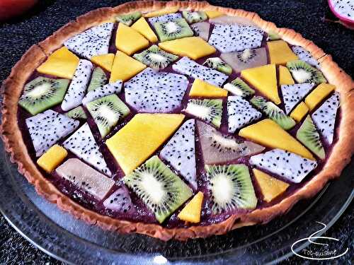 Tarte vitrail aux fruits frais et myrtille curd