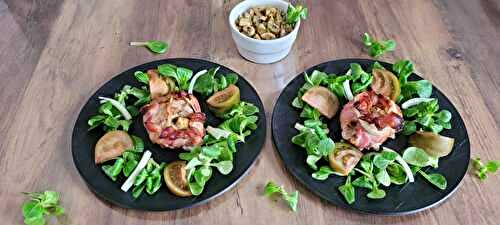 Aumonières d'escalopes de veau au lard fumé et champignons 