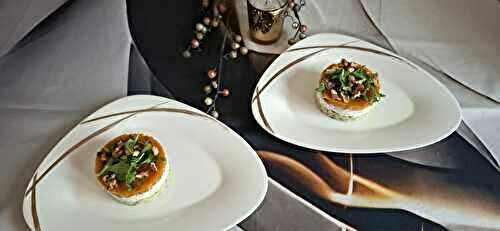 Mille-feuilles de butternut rôtie,  chèvre  frais aux herbes et crumble  croustillant 