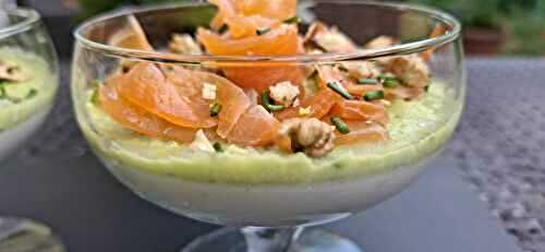 Panna cotta de bleu d'Auvergne au saumon fumé et à l’avocat