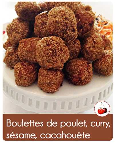 Boulettes de poulet, curry, sésame, cacahouète |