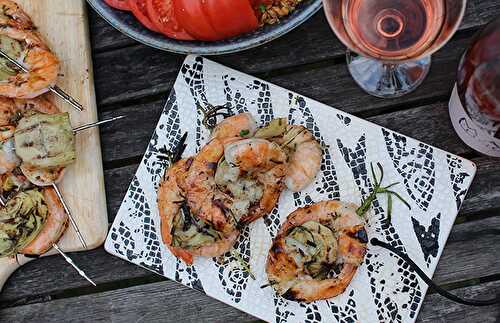 Brochettes de gambas au romarin | Une recette sur le grill