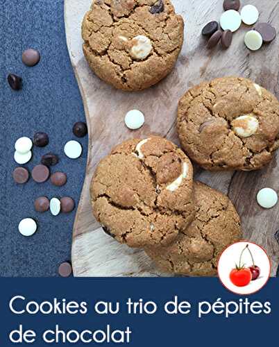 Cookies au trio de pépites de chocolat, noir, lait et blanc