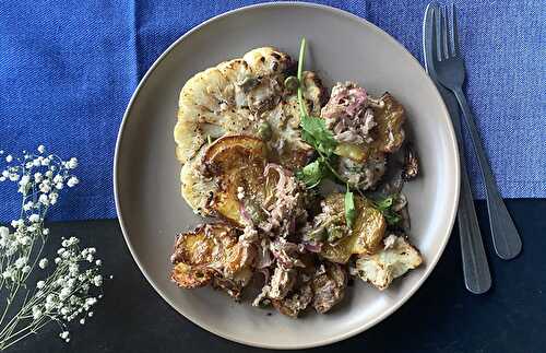 Pommes de terre rôties aux anchois et au thon | Smashed potatoes