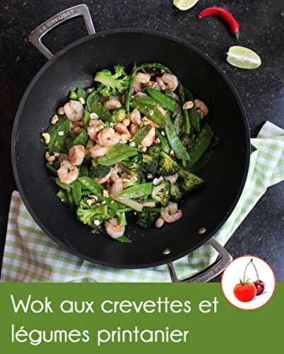 Wok Le Creuset | Crevettes et légumes printanier