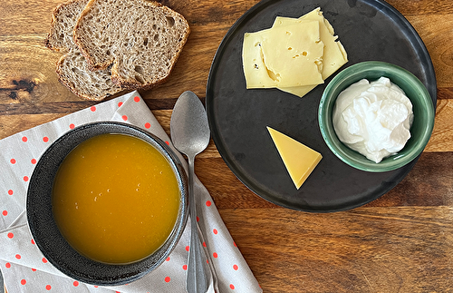 Potage carotte fenouil | Mon lunch soupe, pain et fromage