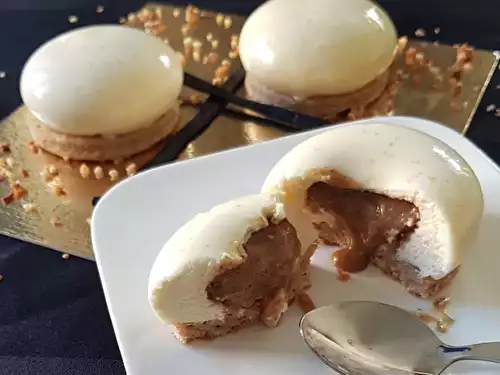 Entremets vanille coeur coulant praliné