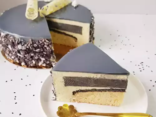 Entremet vanille et sésame noir