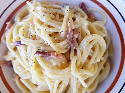 Recette spaghettis de konjac à la carbonara facile