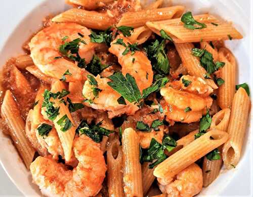 Pâtes à la crème de langoustines et gambas - Pasta alla crema di scampi e gamberi