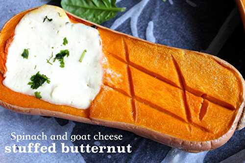 Courge butternut farcie aux chèvre et épinards