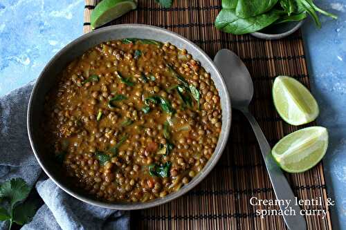 Curry de lentilles aux épinards