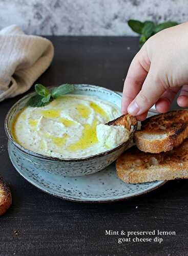 Dip de chèvre frais aux citrons confits et à la menthe