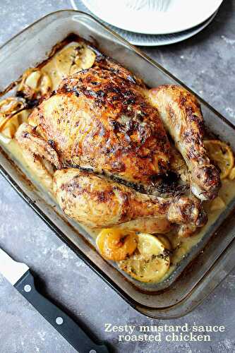 Poulet rôti au thym et sauce moutarde citronnée