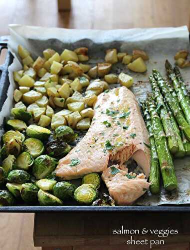 Saumon et légumes rôtis au four (sheet pan dinner style)