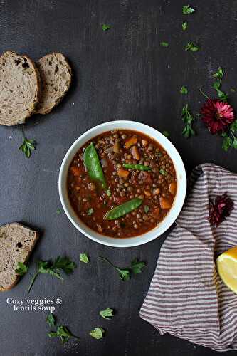 Soupe automnale de lentilles et légumes