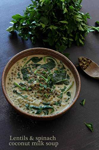 Soupe de lentilles aux épinards et lait de coco