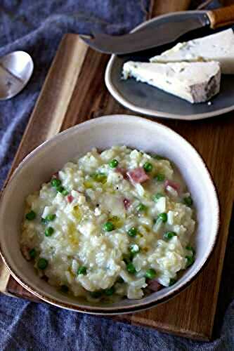 Risotto aux petits pois, jambon et gorgonzola