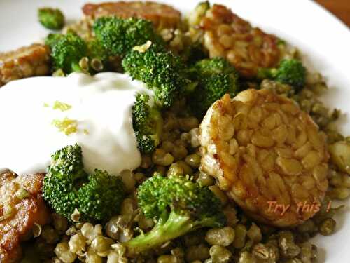 Pan-fried Mung beans with Tempeh - Try this !