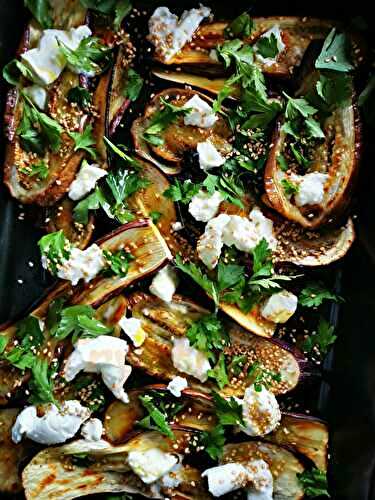 Aubergines rôties et mozzarella