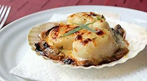 Coquilles St Jacques gratinées au cognac