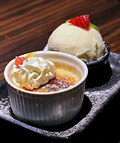 Crème brûlée passion et sorbet au citron