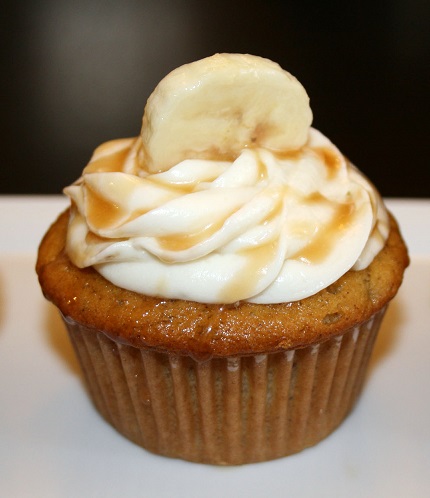 Cup cake à la banane, caramel à la fleur de sel