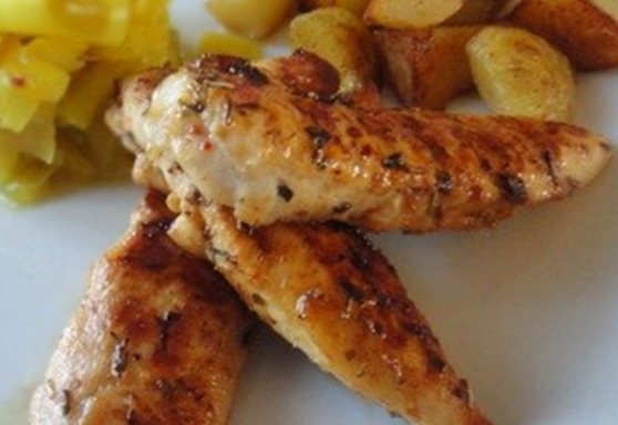 Poulet marinées et sa  fondue de poireaux