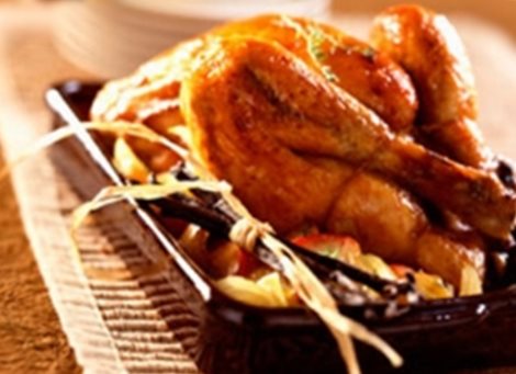 Poulet rôti au miel et à la vanille