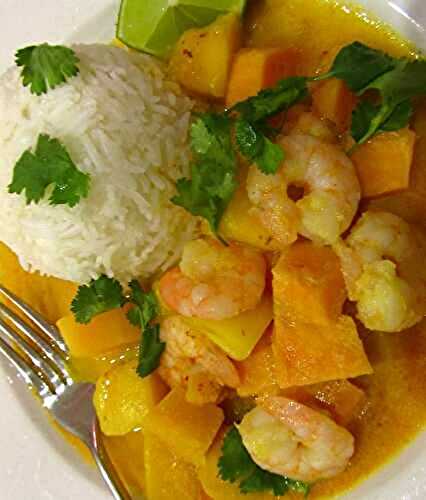 Red Thai Curry de crevettes et mangue