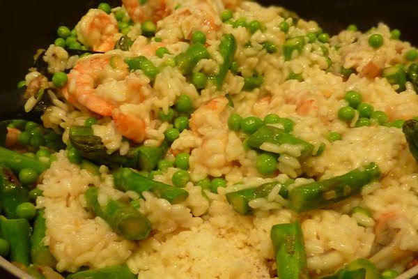 Risotto aux asperges et crevettes