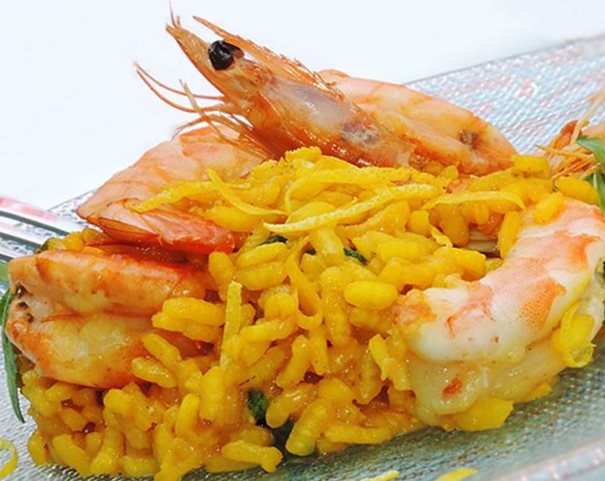 Risotto Curry, crevettes et safran