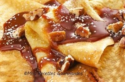 Crêpes cognac aux noix et crème de noisette