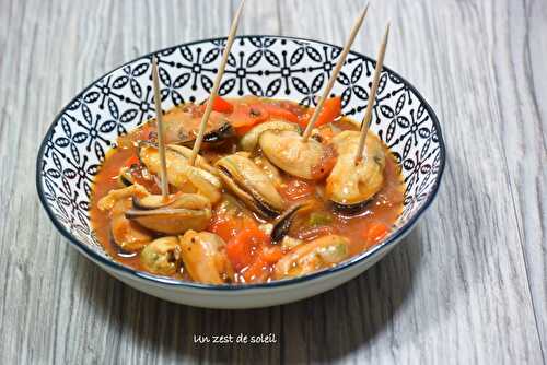 Moules aux tomates et poivrons