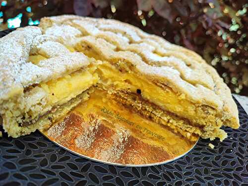 Tarte quadrillée pistache et crème au citron