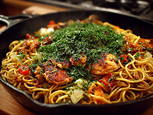 Nouilles sautées au poulet : la recette facile d’Aline Vidal pour un voyage en Asie