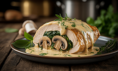Poulet farci aux champignons et épinards : recette gourmande à la sauce crémeuse