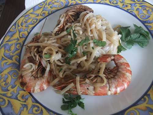 Gambas sautées & vermicelles de riz