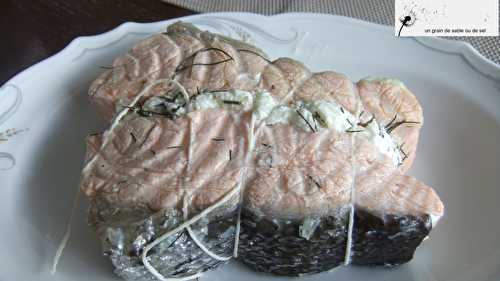 Rôti de saumon au chèvre frais, citron confit