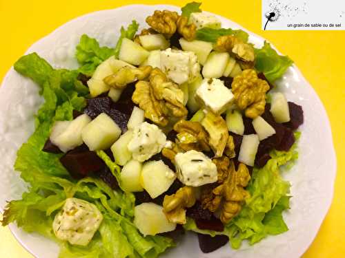 Salade de betterave, feta, noix, …