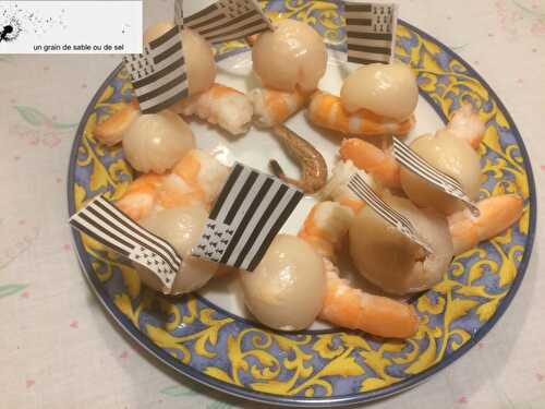 Brochettes de crevettes aux litchees