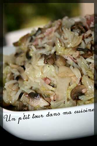 P'tit chou chinois mijoté, champignons et riz