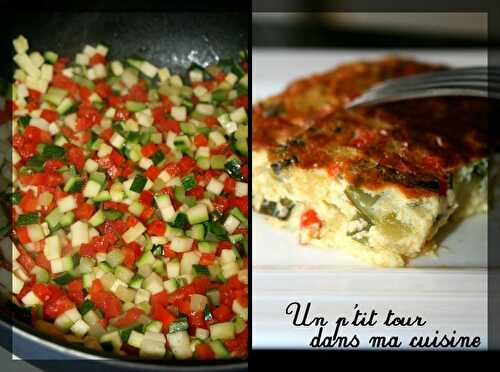 P'tit clafoutis courgette, poivrons rouges et purée d'ail