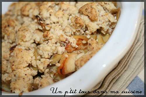 P'tit crumble de poulet aux champignons, noix et noisettes