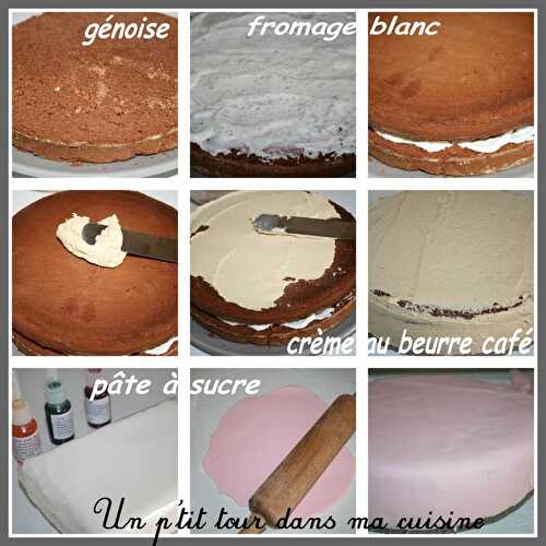 P'tit gâteau au chocolat décoré en pâte à sucre pour fêter les 3 ans d'Un p'tit tour dans ma cuisine