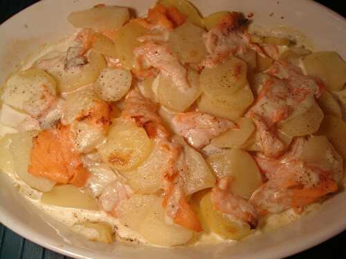 P'tit gratin de pommes de terre au saumon fumé