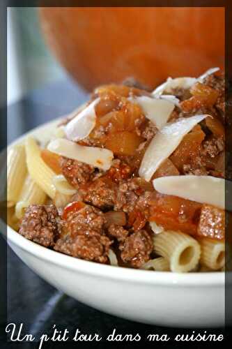 P'tit plat de penne, sauce bolognaise au potiron