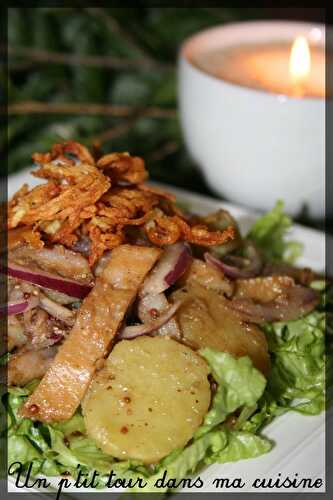 P'tite salade de harengs, pommes de terre fondantes et spaghettis de pommes de terre croustillants