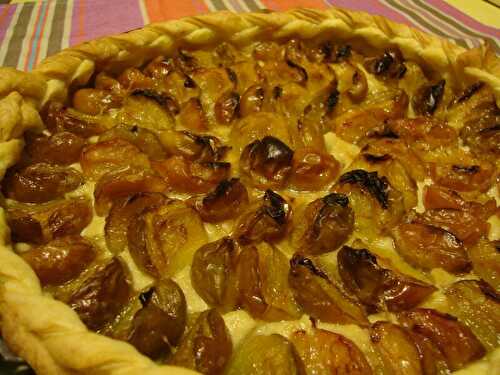 P'tite tarte à la reine-claude sur lit d'amandes