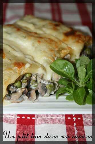 P'tits cannelloni au poulet et aux champignons